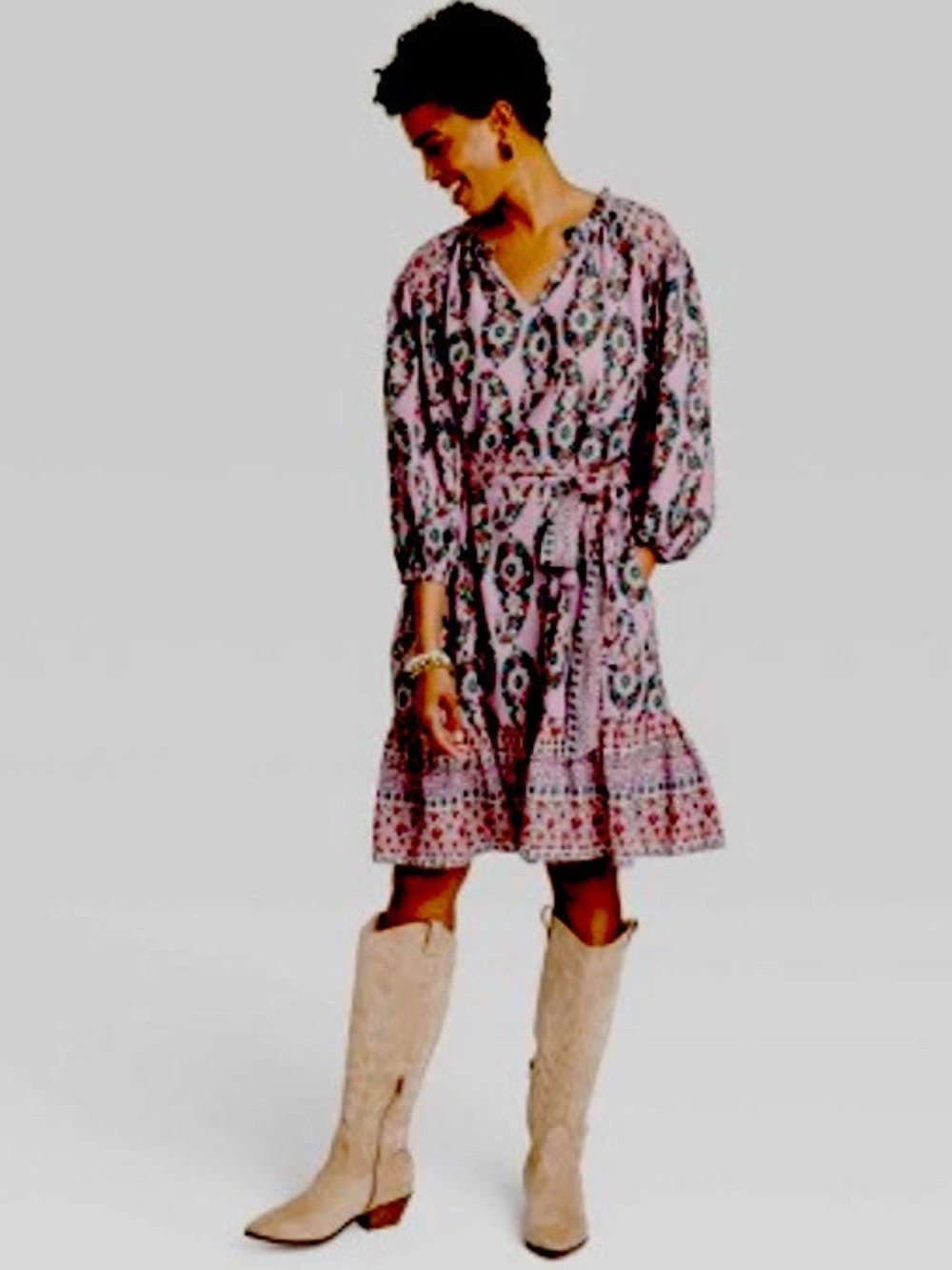 Knox Rose Dress M New Belted Floral Boho Hippie Cottagecore Peasant Women’s NWT
